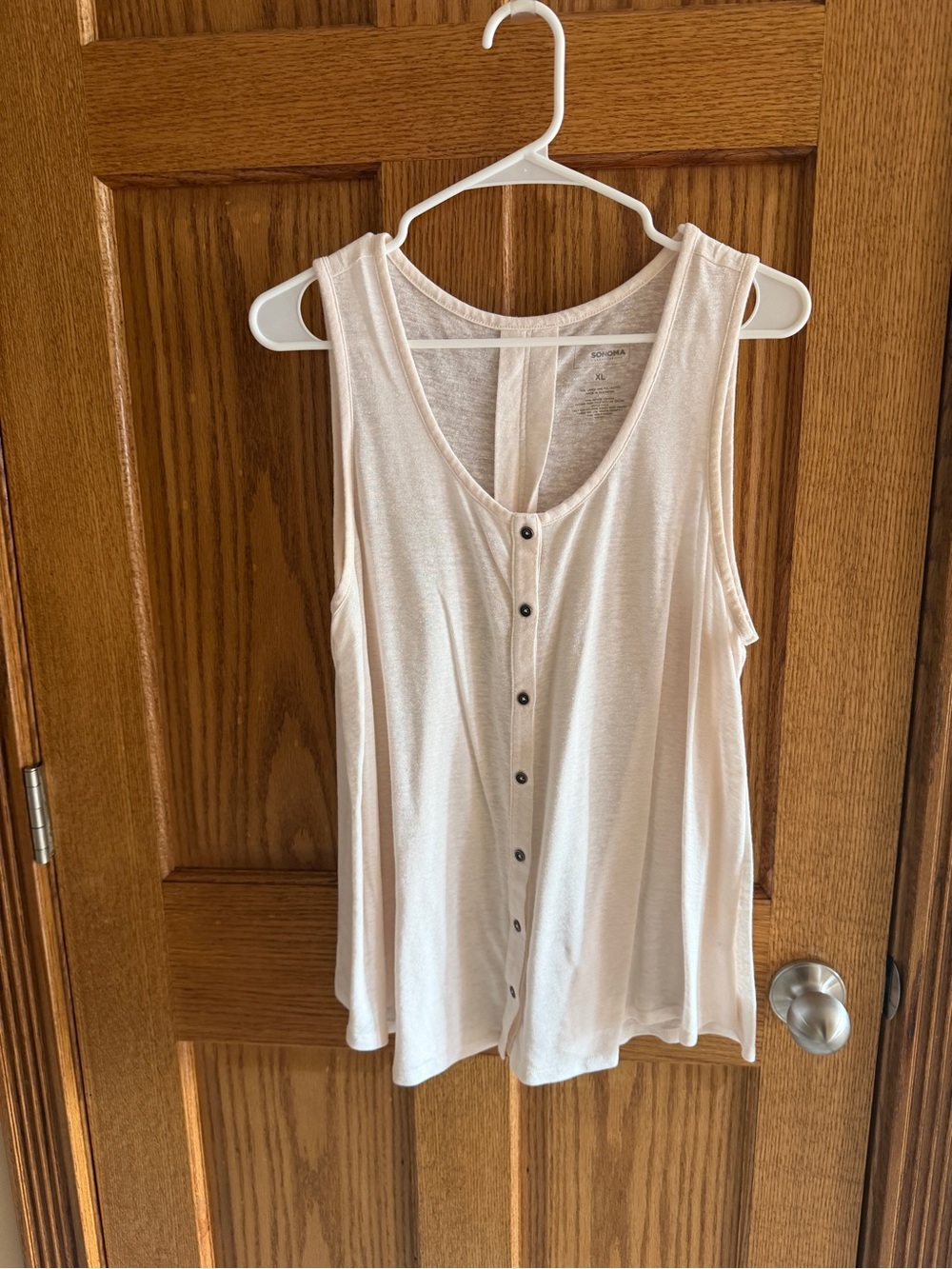 Sonoma Xl Light Cream Button-Front Sleeveless Tank Top